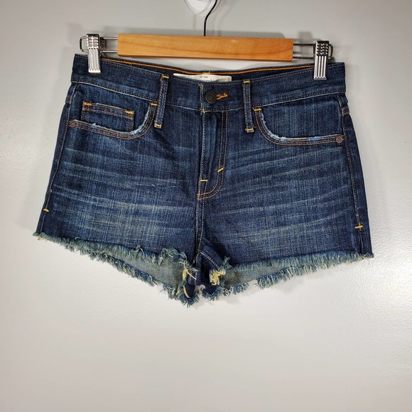 Abercrombie & Fitch Mid-Rise Cutoff Denim Shorts Dark Wash Size 0 - Picture 8 of 11
